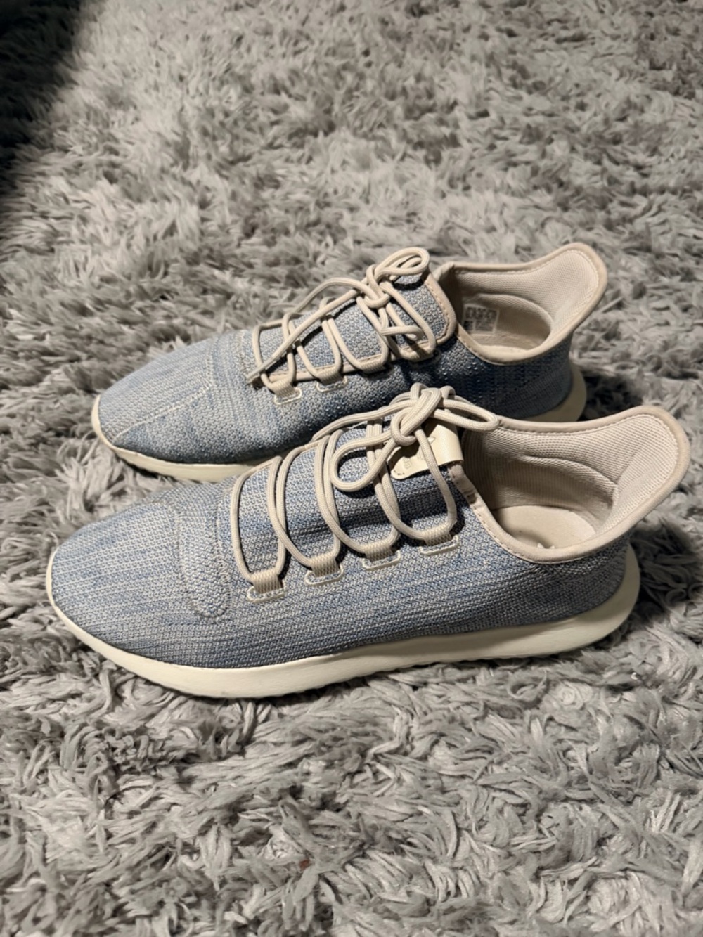 adidas Light Blue and Cream Knit Slip-On Sneakers
